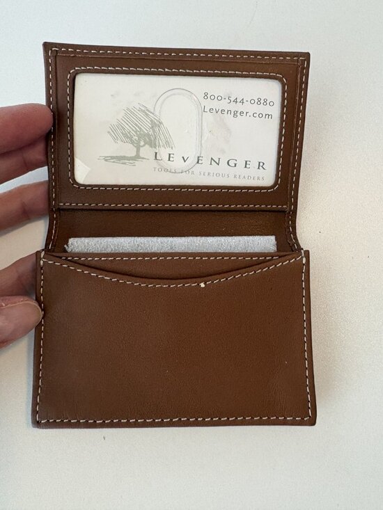Levenger Other - NEW Levenger Brown Leather Bifold Wallet - Contrast Stitch